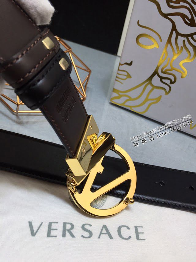 VERSVE男士皮帶 範思哲可逆皮帶 範思哲小牛皮美杜莎V型扣孔腰帶  jjp2211